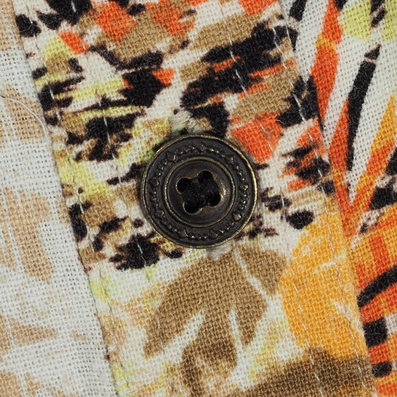 CJ Banks Shirt Womens X Plus 14W Patchwork Hawaiian Coastal Beach Loose Linen - Picture 9 of 11